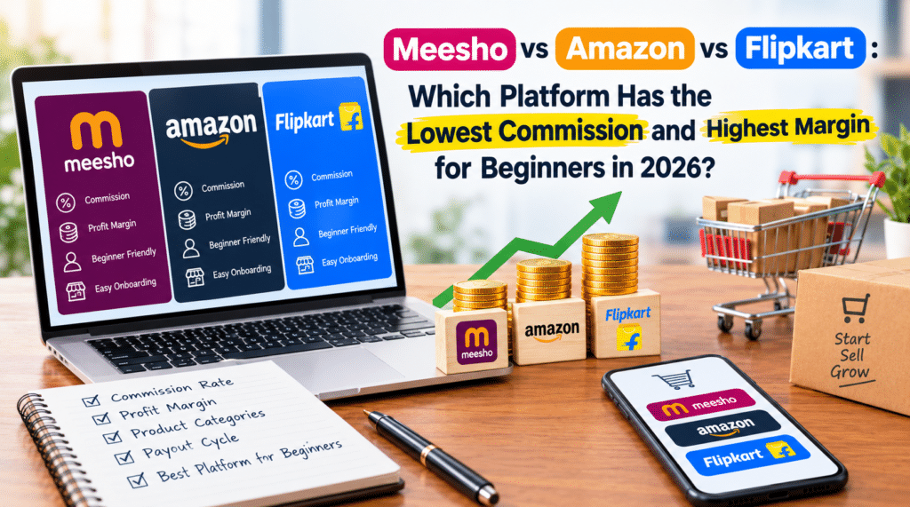 Meesho vs Amazon vs Flipkart: Which Platform Has the Lowest Commission and Highest Margin for Beginners in 2026?